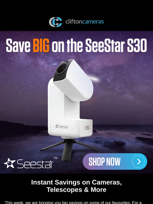 Instant Discounts on Telescopes, Cameras and Bags
