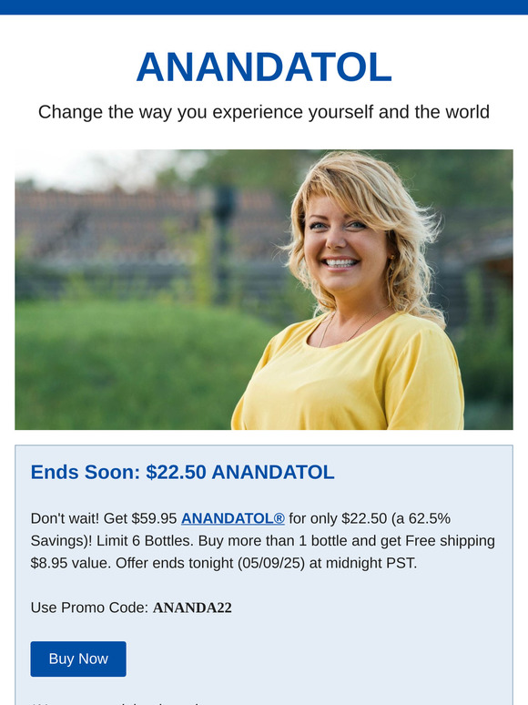 $22.50 ANANDATOL Save 62.5%—Ends Soon