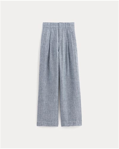 [Image]The Linen Way-High® Drape Pant | White / Blue