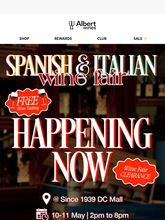 HAPPENING TODAY : FREE Wine Tasting 🍷& Wine Clearance Deals!