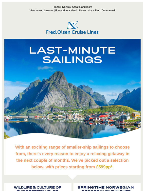 Last-minute sailings from £599pp