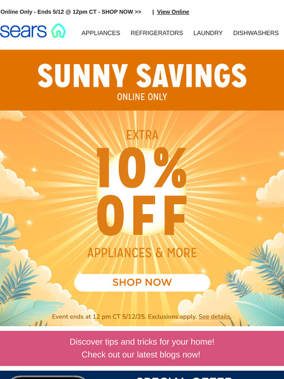 Sunny Savings! Brighten Up Your Home with Extra Savings on Appliances & More