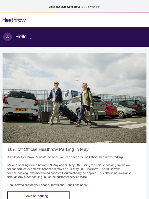 —, get 10% off Official Heathrow Parking