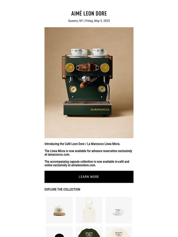 Aimé Leon Dore: CAFÉ LEON DORE / LA MARZOCCO NOW AVAILABLE | Milled