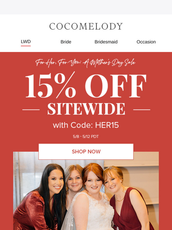 🥰 Mother's Day Perks  — Take 15% Off Sitewide