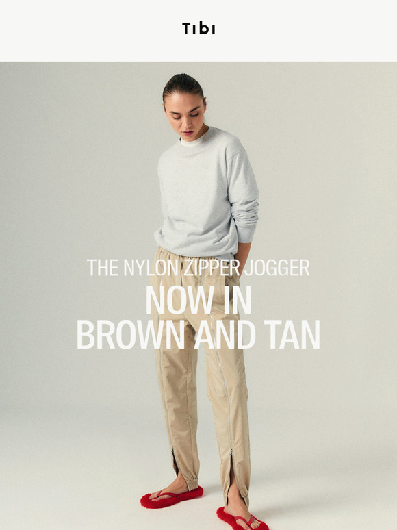 The Nylon Zipper Jogger: Now in Brown and Tan