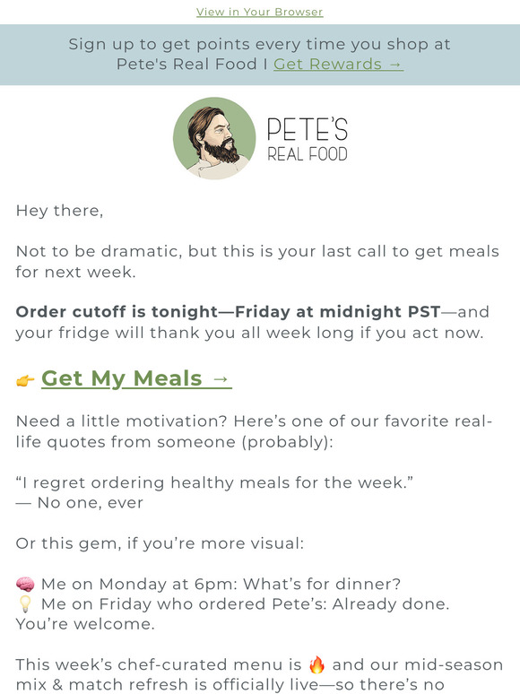 Dinner next week could be handled in 3 minutes. Just saying.