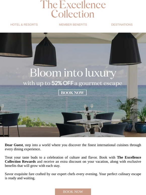 Savor a world of exceptional sunset dining for up to 52% off, Dear Guest