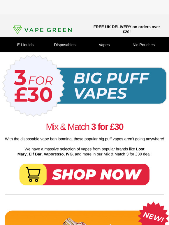 3 for £30 Big Puff Vapes! ⭐