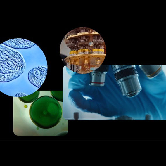 a collage of images including a quantum computer