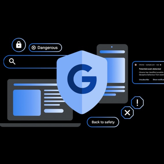 An illustrated blue shield with a 'G' on it
