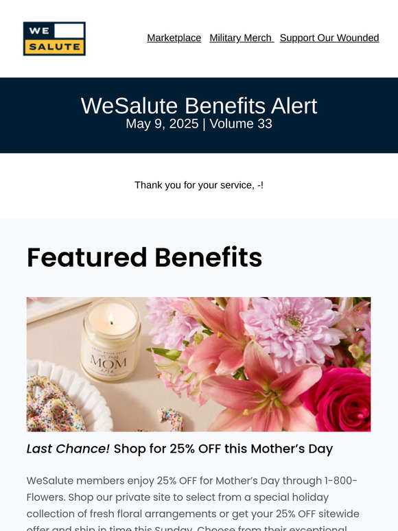 Your WeSalute Benefits: May 9, 2025