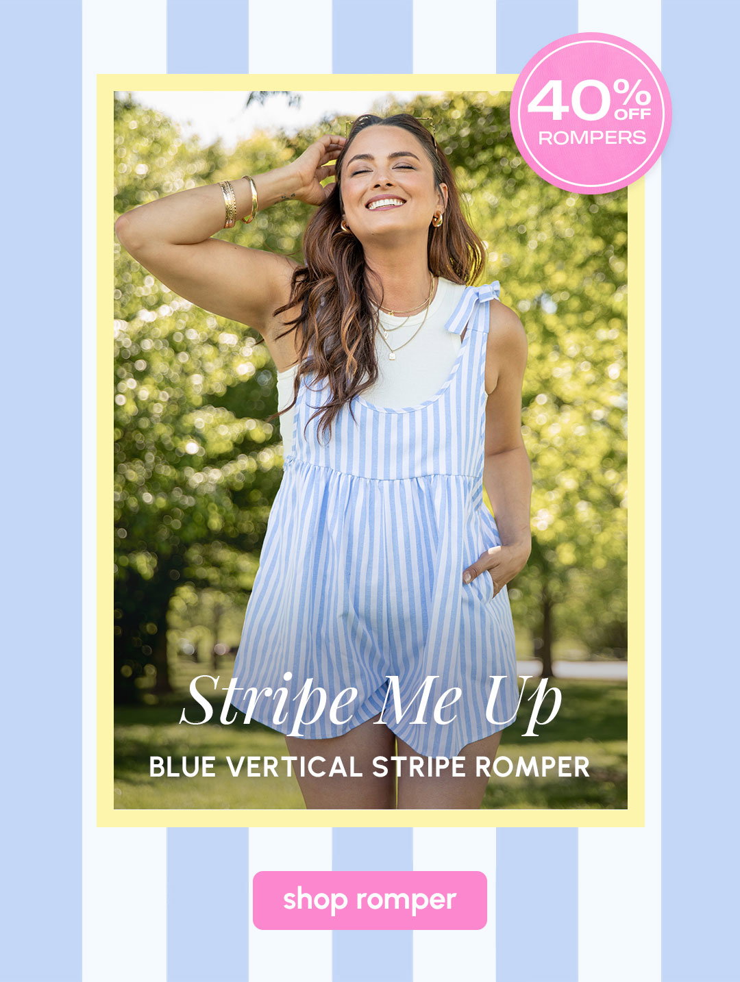 Shop Stripe Me Up Blue Romper - 40% off rompers