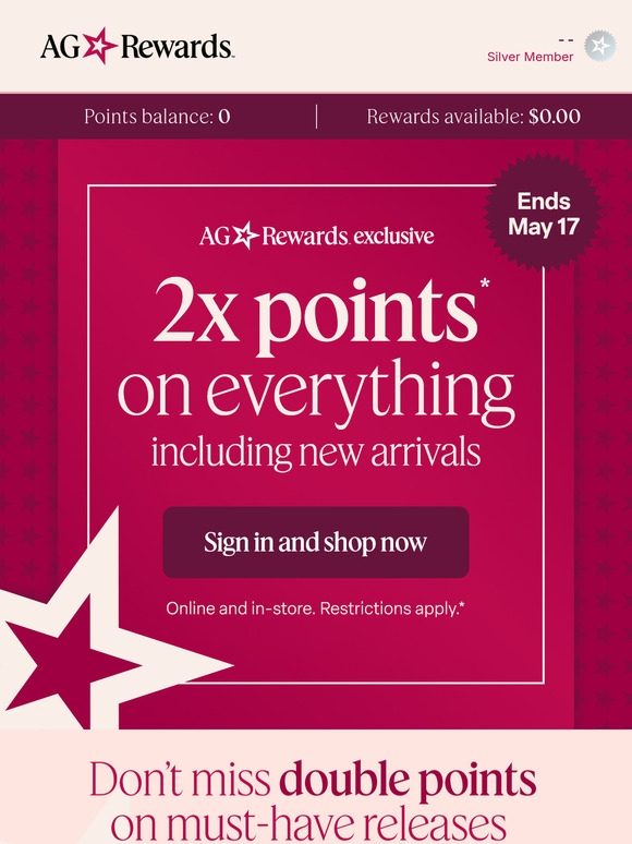 Ends soon! 2x points on everything