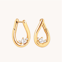 Hidden Heart Molten Hoops in Gold