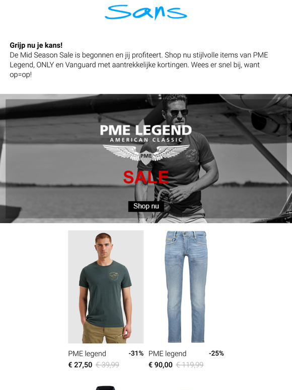 Grijp nu je kans! PME legend, Only & Vanguard in de Sale.
