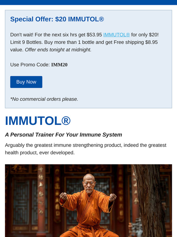 $20 IMMUTOL Ends Soon—New Info.