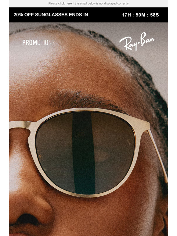 Last Day to Enjoy 20% off Sunglasses