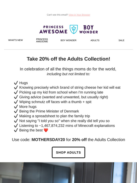 20% off the Adults Collection!