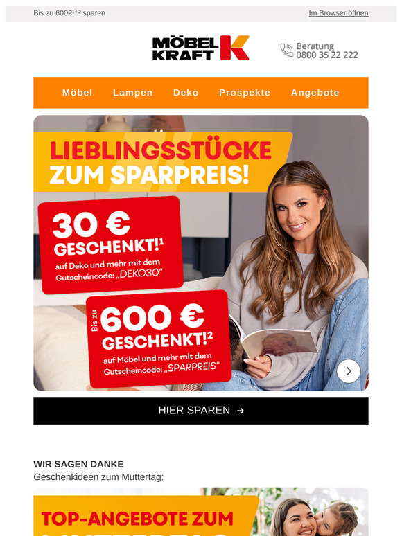💸 Sparen, shoppen, glücklich sein! Sparen Sie bis zu 600€¹⁺² beim Möbelkauf!