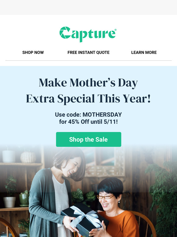 Happy Mother’s Day! Last Day for 45% Off!