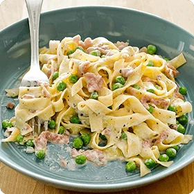 Tagliatelle with Prosciutto and Peas