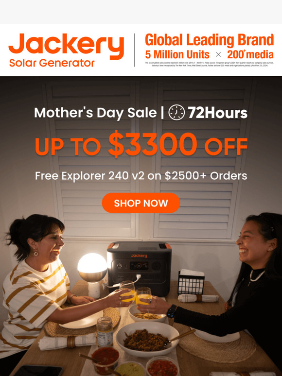 💝Jackery Mother's Day Special: Free Explorer 240v2 ($249 Value) with $2500+ Orders!