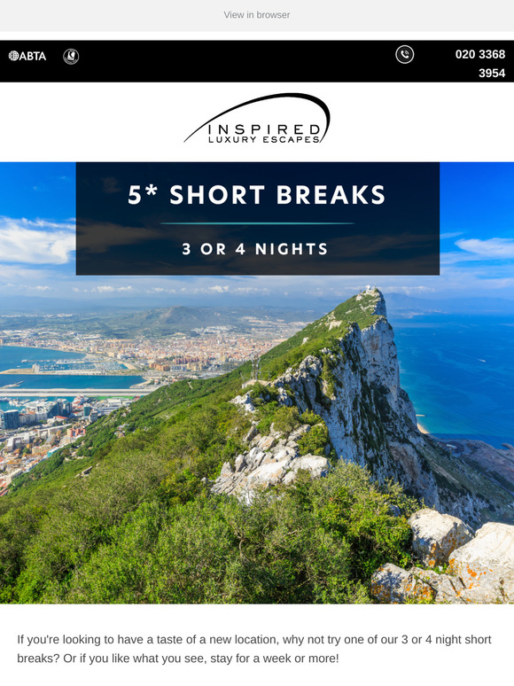 5* short breaks 3 & 4 nights💟
