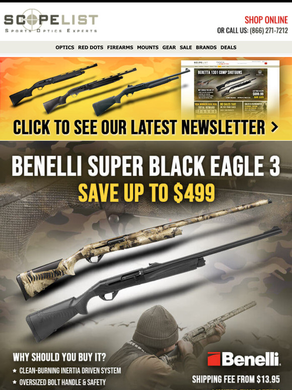 Save Up to $499 on Select Benelli SBE3 & 200+ Top Shotguns!