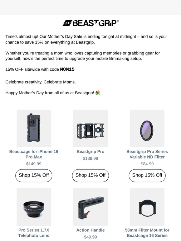 ⏳ Last Hours: 15% OFF Everything