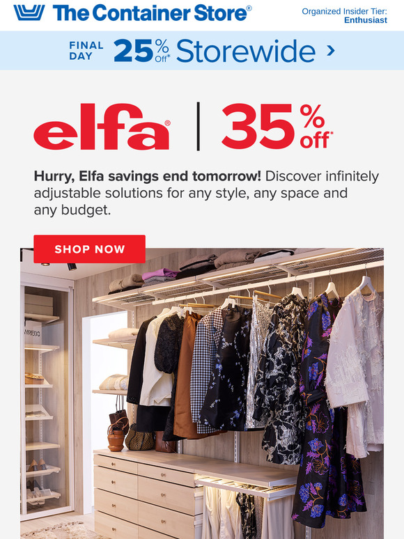 35% Off Elfa Ends TOMORROW! 👀