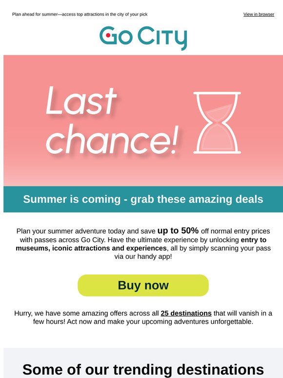 🌞🌡️Summer's just weeks away: Up to 50% of attraction passes
