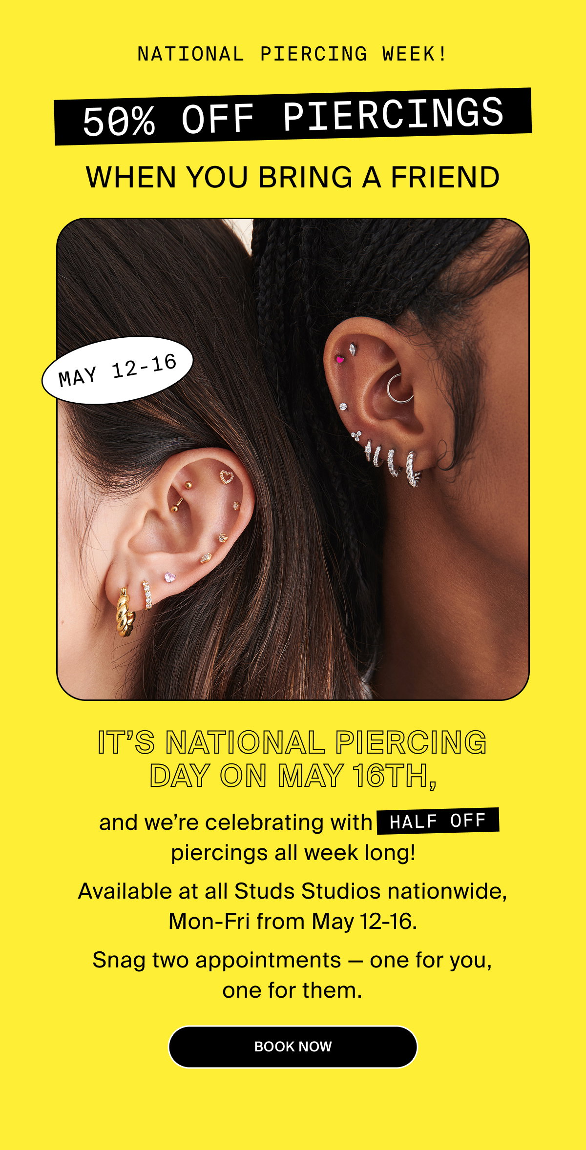 50% OFF PIERCINGS