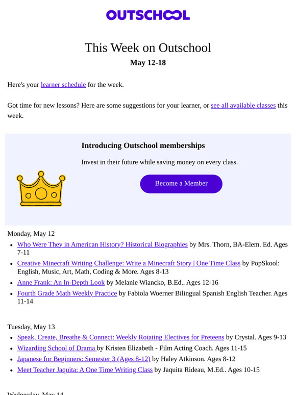 This week on Outschool: Classes your learner may like