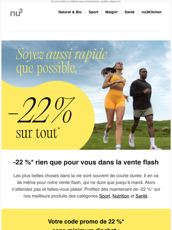 Dépêchez-vous, — : -22 % rien que pour vous pendant notre vente flash