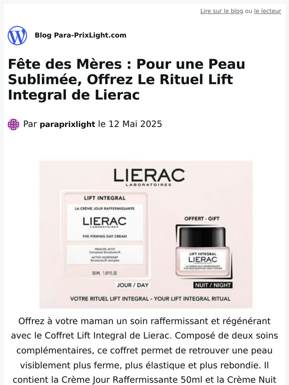 Fête des Mères : Pour une Peau Sublimée, Offrez Le Rituel Lift Integral de Lierac