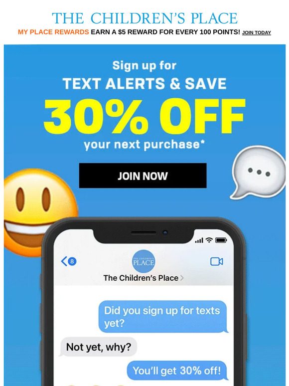 Get 30% off when you join text alerts! 💬