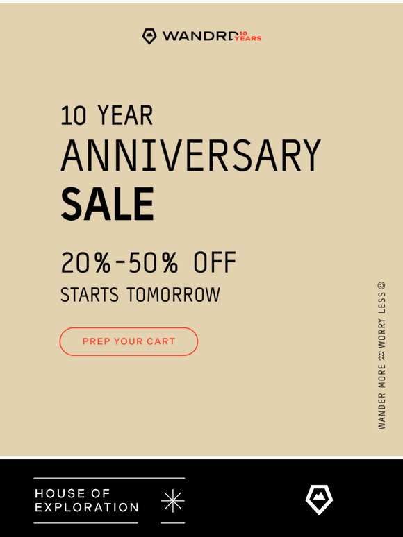 10 Years of WANDRD = Epic Savings (Mark Your Calendar)