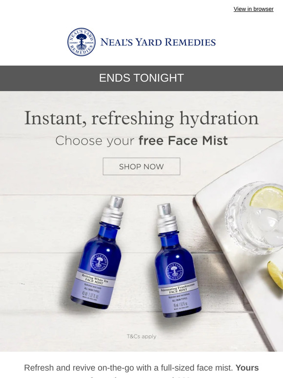 Free Face Mist Ends Tonight