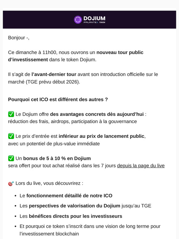 🚨 Le retour du Dojium : réservez votre dimanche 11h00