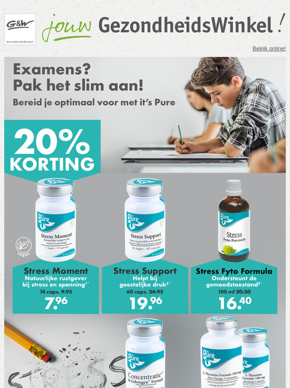 Examens? It's Pure Stress Support of Concentratie & Geheugen Formule mét korting!