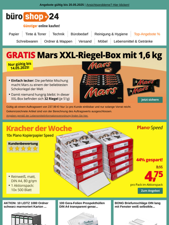 ✔ GRATIS: Schokoriegel-Box mit 1,6 kg!