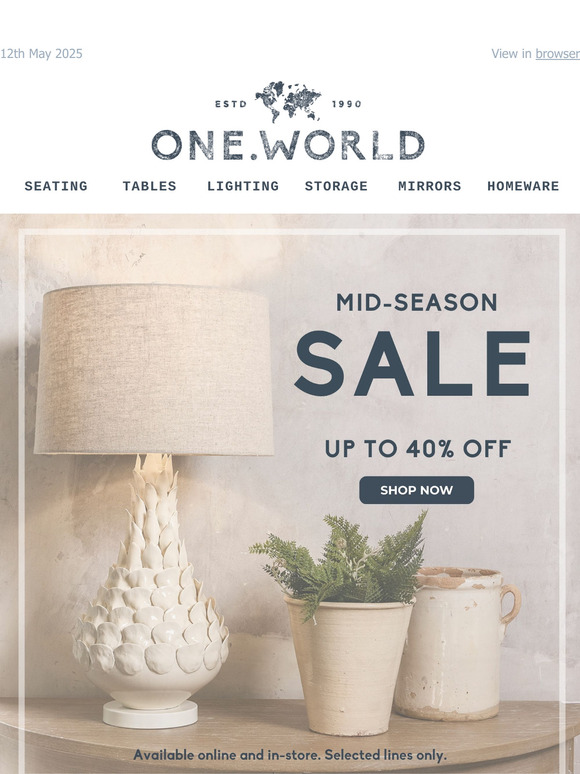 Mid-Season Sale: Up to 40% off