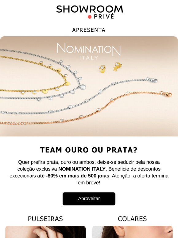 NOMINATION ITALY, joias até -80%! Apenas algumas horas para aproveitar esta oferta