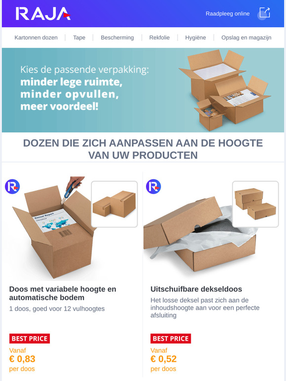 Vermijd lege ruimte in uw dozen en bespaar op verzendkosten!
