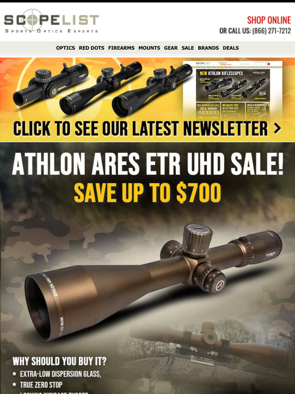 Save Up to $700 on Athlon Ares ETR UHD – Shop 1,300+ Best-Selling Scopes!