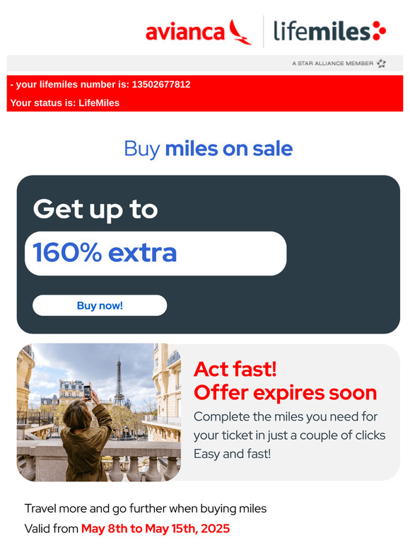 😢Final hours! Up to 160% extra when buying miles