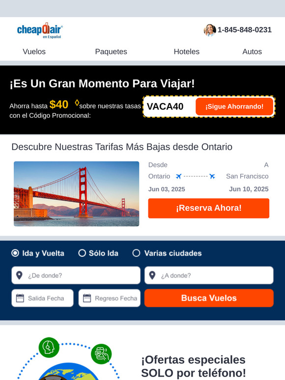 ✈ Su Ontario - San Francisco Alerta de vuelo