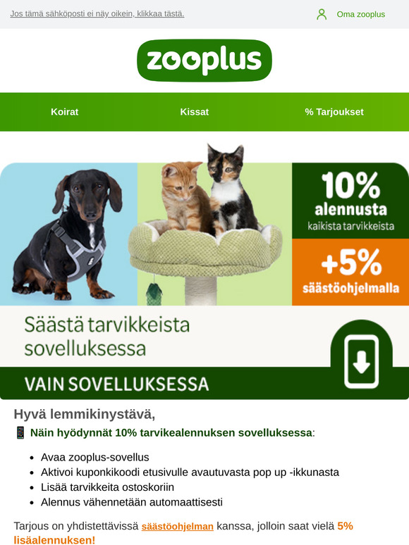 10% alennusta tarvikkeista!