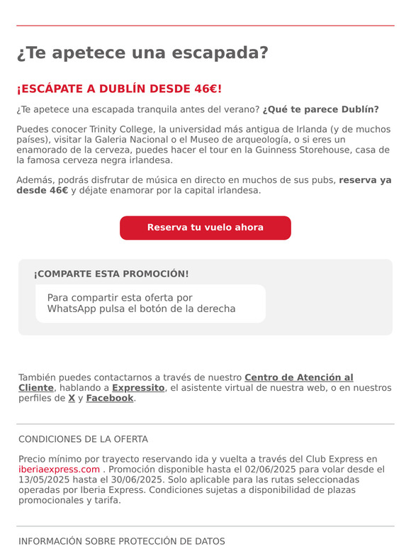 ¡Escápate a Dublín desde 46€!
